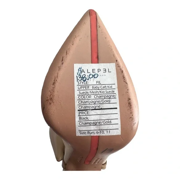 Alepel Mesh Detail Women’s Pump Size 6 Champagne/Gold Stilleto - Picture 6 of 8